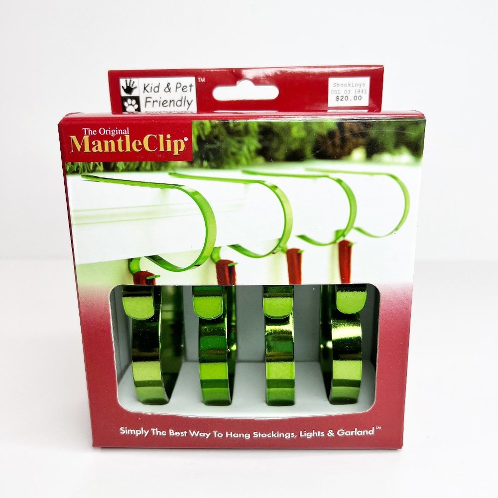 Christmas Mantle Clips for Stockings, Lights, Garland Set of 4